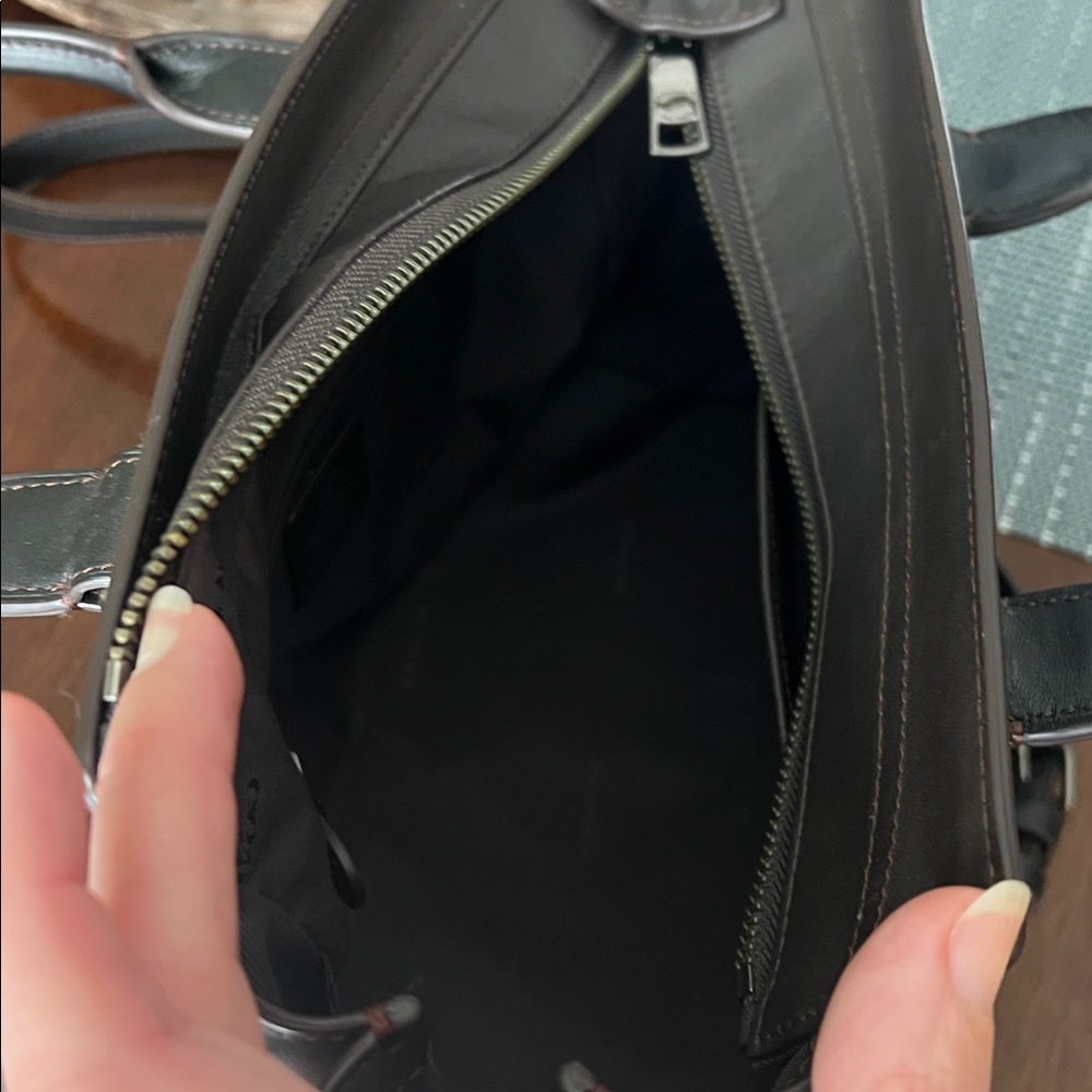 Coach Black and Brown Satchel with Textured Leather - Picture 8 of 9